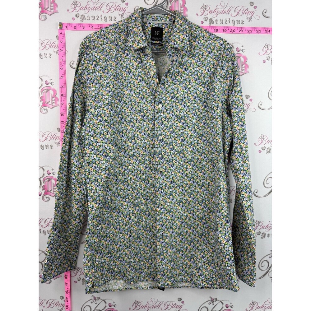 NF non fiction shirt button up Long-Sleeve Floral Button-Down Shirt in Green